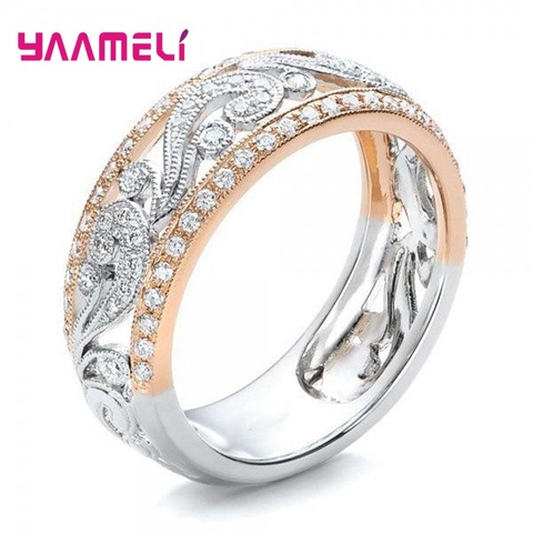 925 bijoux en argent Sterling Bague pour les femmes de mariage fiançailles fête accessoires populaire évider fleur large bande Bague ► Photo 1/6