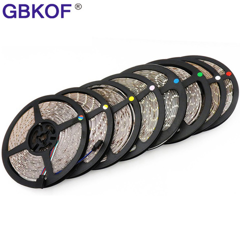 Bande lumineuse Flexible à 2835 LED, rvb, blanc froid chaud, rouge, vert, bleu, jaune, étanche, 300 diodes, 60 diodes/M, rouleau de 5M ► Photo 1/6