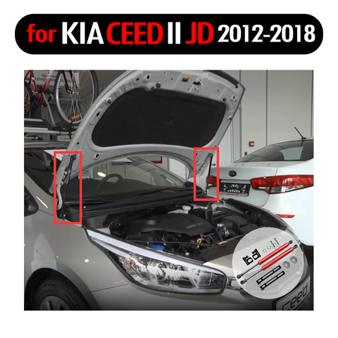 Support de levage pour Kia Ceed, amortisseur en Fiber de carbone pour Kia ce'i II JD 2012-2022, capot de modification des tiges à gaz ► Photo 1/6