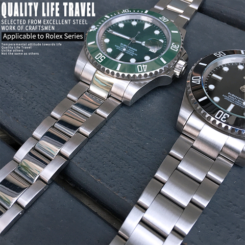 Bracelet de montre d'extrémité incurvée d'acier inoxydable de haute qualité de 20mm pour Rolex Submariner plein Bracelet solide montre Bracelet boucle accessoires ► Photo 1/6