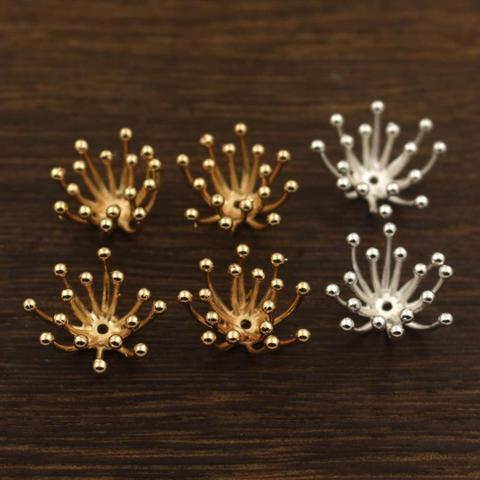 20 pièces 18mm Emboutissant Filigrane Pistil Étamines Fleur Boule Broches Trou Center Charmes Perles Casquettes De Haute Qualité En Laiton Métal Découvertes bricolage ► Photo 1/4