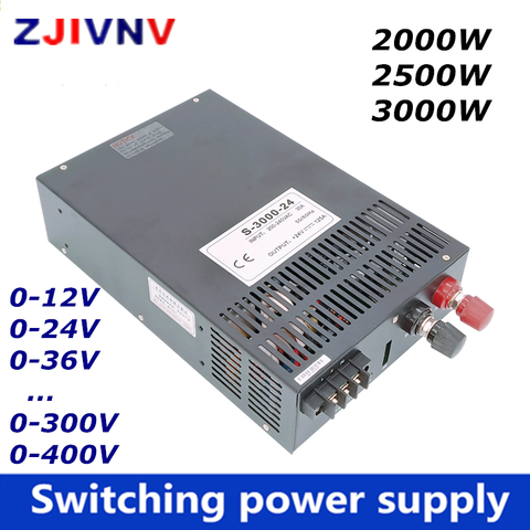 2000W 2500W 3000W alimentation à découpage 0-12V 24V 36V 48V 60V 80V 90V 110V 220V 300V 400V AC-DC courant de tension réglable SMPS ► Photo 1/4