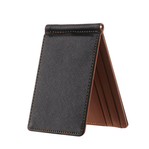 2022 nouveau PORTEFEUILLE EN CUIR SYNTHÉTIQUE POLYURÉTHANE POUR HOMMES Sollid Mince À Deux Volets Agrafes D'argent De Mode D'affaires Portefeuille Sac À Main ► Photo 1/6