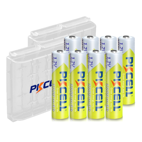 8 pièces PKCELL AAA batterie 1.2V Ni-MH AAA batterie Rechargeable 1000MAH Batteries pile aaa Bateria Baterias avec 2PC AAA/AA support de batterie ► Photo 1/6