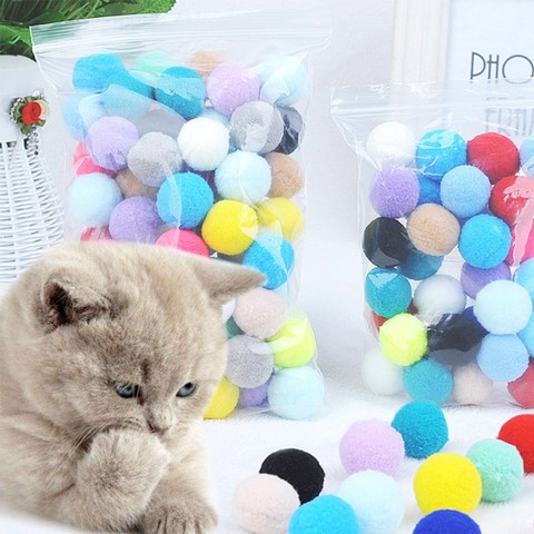 Boules en peluche colorées pour chat, 10/30/70/100 pièces, jouets molaires résistants aux morsures, boule rebondissante Interactive, jouet à mâcher, fournitures pour animaux de compagnie ► Photo 1/6