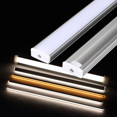 Profilé en aluminium pour éclairage linéaire LED, corps plat en aluminium, 0.5 m 12mm, 2 à 30 ensembles/lot ► Photo 1/6