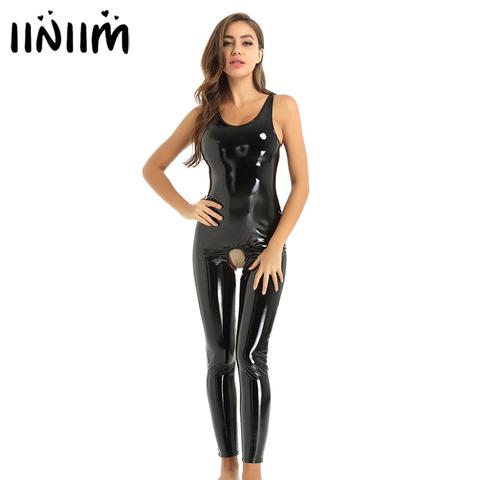 Iiniim-combinaison en cuir au Look humide pour Femme, sans crochet, vêtements de club pour soirées, spectacles ► Photo 1/6