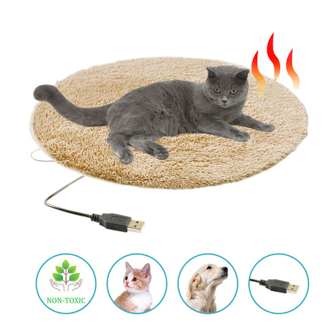 Couverture chauffante électrique USB pour animaux de compagnie, tapis de lit chaud et doux en peluche pour chien et chat avec couche isolée en cuir imperméable ► Photo 1/6