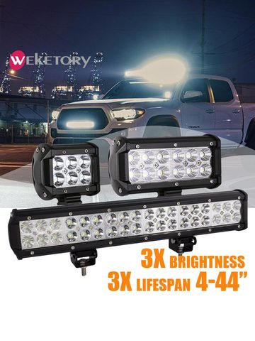 Weketory – barre lumineuse LED de 4, 7, 12, 17 pouces, 18, 36, 72 ou 108W, éclairage de travail, pour moto, tracteur, bateau, véhicule tout terrain, 4WD, 4x4, camion, SUV, ATV ► Photo 1/6