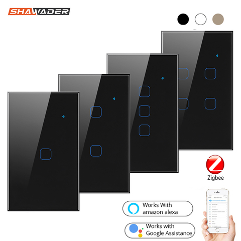 Zigbee – interrupteur mural lumineux intelligent, panneau tactile en verre, 2/3 voies, commande sans fil par Tuya Alexa Google Home ► Photo 1/6