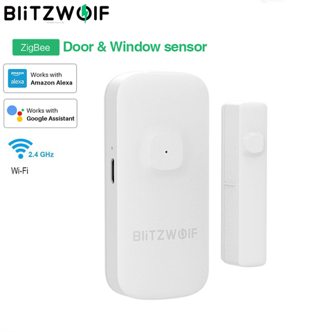 BlitzWolf sans fil Zigbee capteur de porte et de fenêtre détecteur d'alarme à la maison ouvrir/fermer APP alarme à distance sécurité à la maison télécommande intelligente ► Photo 1/6