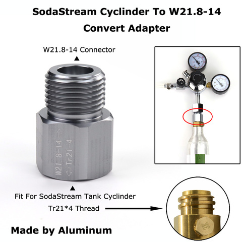 SodaStream-adaptateur de cylindre à W21.8-14 conversion pour aquariums, poisson ou bière brassée à domicile, fût de Co2, régulateur de réservoir ► Photo 1/4