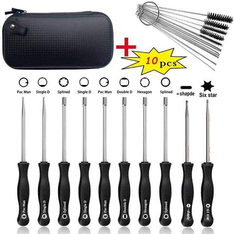 10 pièces/ensemble carburateur tournevis réglage multi-tête mise au point clé de boulon voiture réparation entretien ensemble d'outils avec brosse (noir) ► Photo 1/6