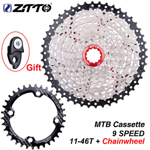 ZTTO 9 vitesses 11-46T vtt Cassette de vélo avec roue à chaîne VTT large rapport pignons 9s k7 9 vitesses roue libre ► Photo 1/6