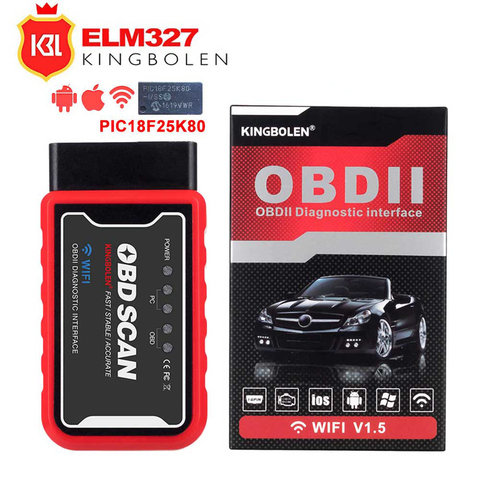 ELM327 – outil de Diagnostic de voiture, Wifi/Bluetooth pour IOS/Android/Symbian pour protocole OBDII, avec puce, Scanner OBDII ► Photo 1/6