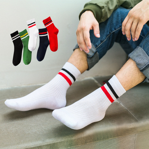 DOIAESKV-chaussettes en coton pour hommes, longues et respirantes, de haute qualité, solides, nouvelle collection 2022, décontracté ► Photo 1/6