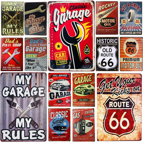 Vintage métal étain signes papa Garage mon Garage gaz huile barre rustique Plaque Art affiche homme Cave plaques Stickers muraux Pub mur décor ► Photo 1/6