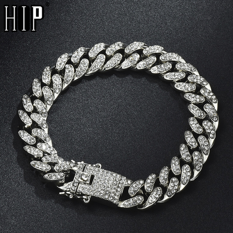 HIP HOP – Bracelet de rappeur à maillons cubains strass glacés pour homme, chaîne Miami pleine, pavé de papillon, bijoux masculin ► Photo 1/6