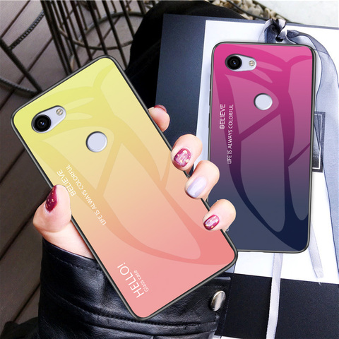 Coque arrière en verre trempé pour Google Pixel, étui rigide avec dégradé de couleurs, pour modèles 1 2XL 2 3 3XL 3A 4 4A XL ► Photo 1/6