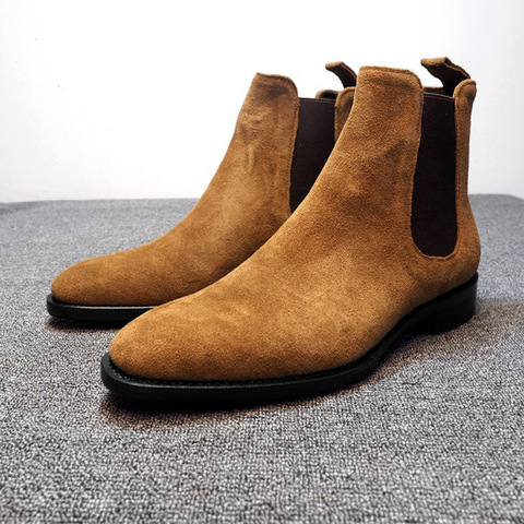 Bottines Chelsea en velours pour hommes, montantes, bottines Martin, résistantes à l'usure ► Photo 1/6