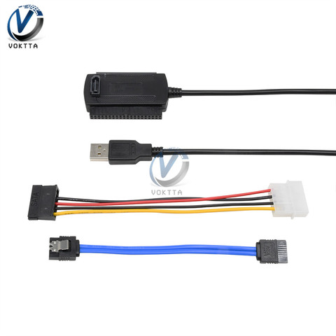 Adaptateur SATA/PATA/IDE vers USB 2.0, câble convertisseur pour disque dur 2.5 /3.5 pouces avec adaptateur d'alimentation externe ► Photo 1/6