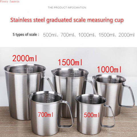 Cuillère à échelle de mesure épaissie en acier inoxydable 304, cylindre gradué, cuillère à thé au lait, cuisson des œufs, 500ml/700ml/1000ml/1500ml/2000ml ► Photo 1/6