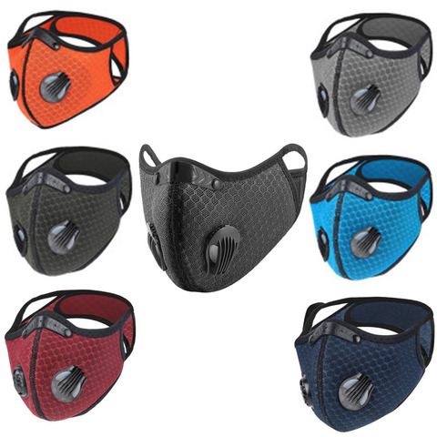 Masque de cyclisme avec filtre à charbon actif PM2.5, Anti-Pollution, lavable, pour sport en plein air, 7 couleurs ► Photo 1/6
