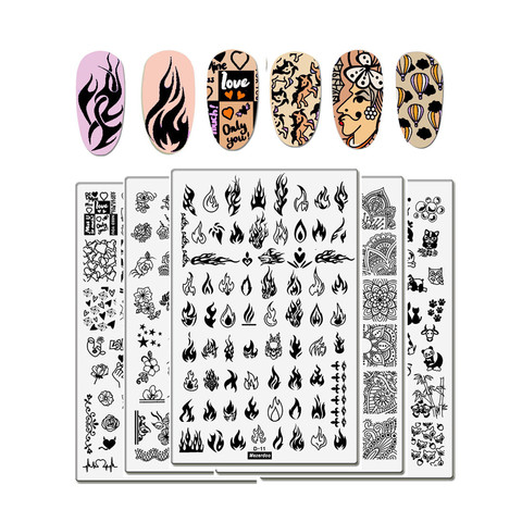 Plaques d'estampillage pour Nail Art, 9.5*14cm, plaques d'estampillage, fleur, Animal, renard, licorne, motif pour Nail Art, grande taille, en dentelle ► Photo 1/6