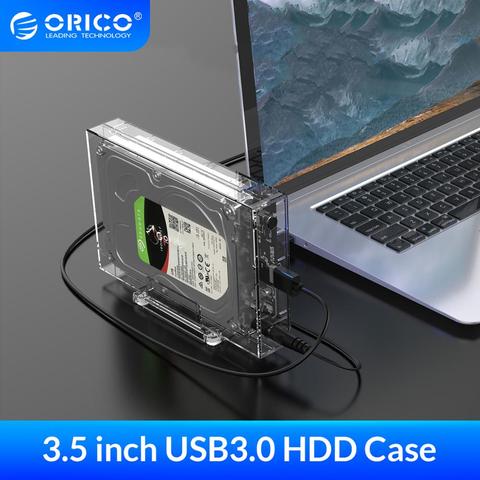 ORICO 3.5 pouces SATA vers USB 3.0 boîtier de disque dur avec Support 12 to Max boîtier de disque dur Transparent ► Photo 1/6