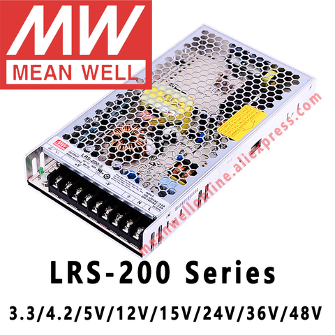 Moyenne bien LRS-200-3.3V 4.2V 5V 12V 15V 24V 36V 48V alimentation à découpage MEANWELL AC/DC 200W sortie unique ► Photo 1/6