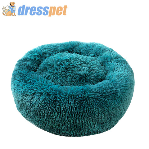 90cm rond en peluche chien lit maison chaud dormir chiens tapis chenil pour animaux de compagnie doux lavable chiot chat coussin pour chiens panier animaux fournitures ► Photo 1/6