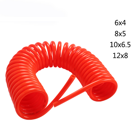 Tuyau de compresseur d'air pneumatique en polyuréthane, 3M/6M/9M/12M/15M, 6x4mm, 8x5mm, 10x6.5mm, 12x8mm, Tube en spirale à ressort télescopique outil ► Photo 1/5