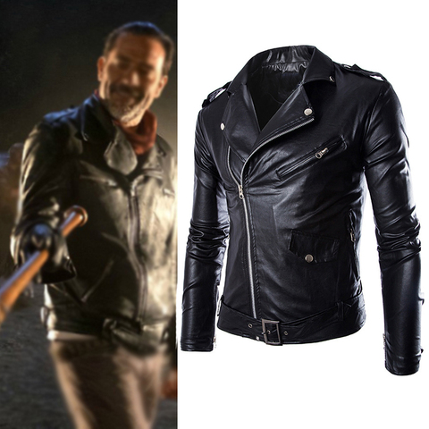 Blouson en cuir PU homme et adulte, Costume de Cosplay d'halloween, printemps et automne, Negan, noir et blanc ► Photo 1/3