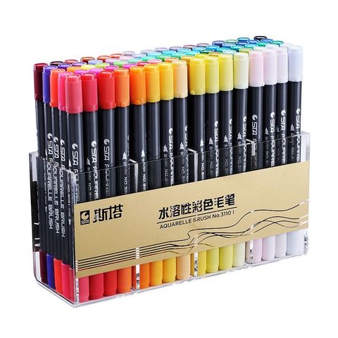 STA ensemble de stylos à double pointe pour aquarelle et pointe finaliste, fournitures pour Design, marqueurs artistiques, 12/24/36/48/80 couleurs ► Photo 1/6