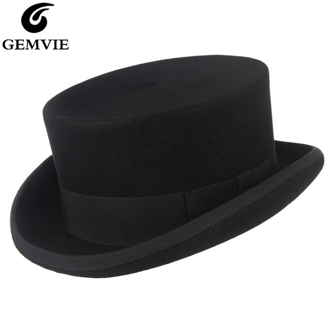 GEMVIE – chapeau en feutre 100% laine pour hommes et femmes, couvre-chef cylindrique, 11cm, nouveau, Costume de fête, Fedora, Derby, magicien ► Photo 1/6