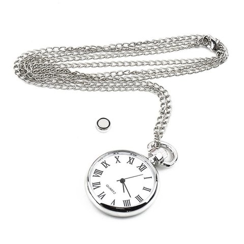 OUTAD-montres poche & Fob, collier avec chaîne à maillons longs, Vintage, pendentif rond en argent, Style Antique ► Photo 1/6