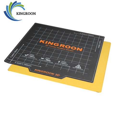 2 pièces KINGROON KP3S 3D imprimante HotBed autocollant Flexible feuille magnétique 180*180mm impression construire enlèvement Surface plate-forme chauffée lit ► Photo 1/6