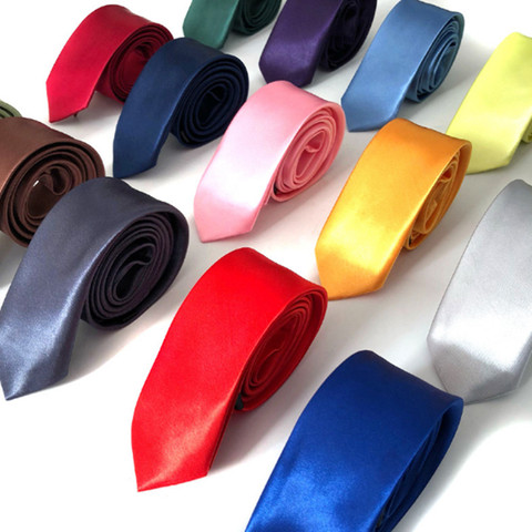 Couleur unie plaine Satin hommes cravate cravate maigre classique cravate de mariage-fête LJ002 ► Photo 1/6
