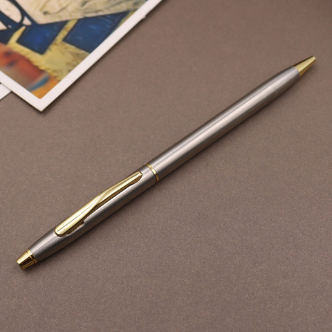 Mini stylo à bille de poche rotatif en métal, petit stylo noir