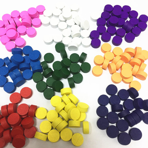 100 Pcs/Lot diamètre 10*5MM 10 couleurs pion pièces de jeu en bois coloré pion/échecs pour jeu de société/jeux éducatifs accessoires ► Photo 1/6