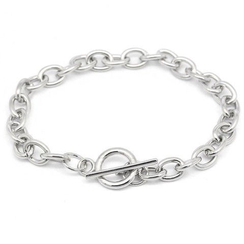 Doreenperles mode alliage bascule fermoir Bracelets couleur argent bijoux à bricoler soi-même résultats pour femmes hommes cadeaux 20cm(7 7/8 