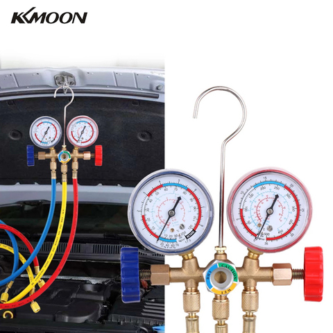 Réfrigérant Manifold Gauge Set Climatisation Outils avec Tuyau et Crochet pour R12 R22 R404A R134A Air Conditionné et Réfrigération ► Photo 1/6