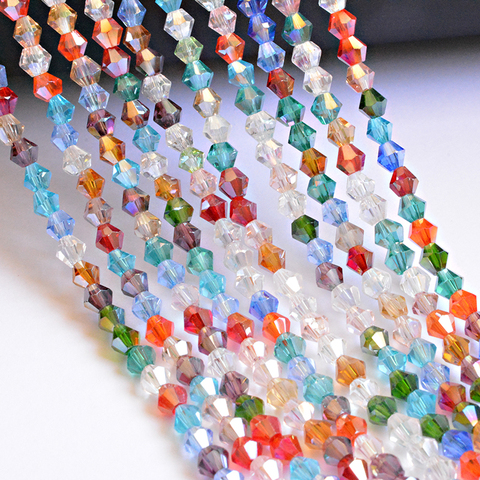Perles en verre cristal Bicone tchèque 3/4/6mm, pour la fabrication de bijoux, fournitures de travaux manuels perles d'espacement de couleurs mélangées, vente en gros ► Photo 1/6