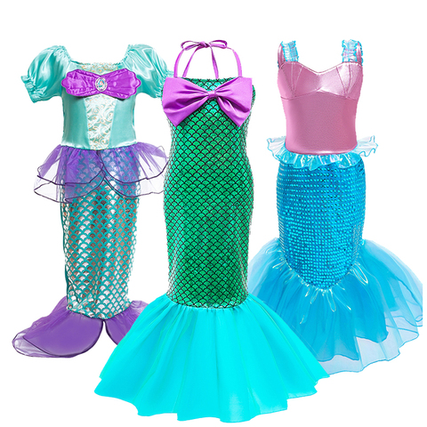 La sirène queue princesse Ariel robe Cosplay Costume enfants pour fille  fantaisie robe verte 
