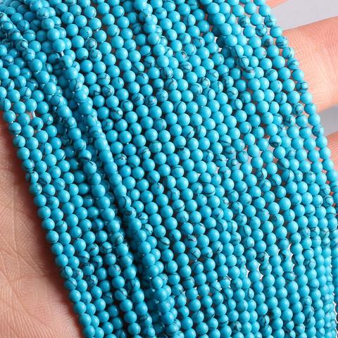 Perles de pierre naturelle en gros perles Turquoises bleues pour la fabrication de bijoux perles collier à faire soi-même bracelet accessoires 2mm 3mm ► Photo 1/2