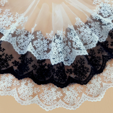 Broderie en dentelle, matériel pour vêtements, 11cm de largeur, Beige blanc noir, accessoires de couture, décoration de maison ► Photo 1/6