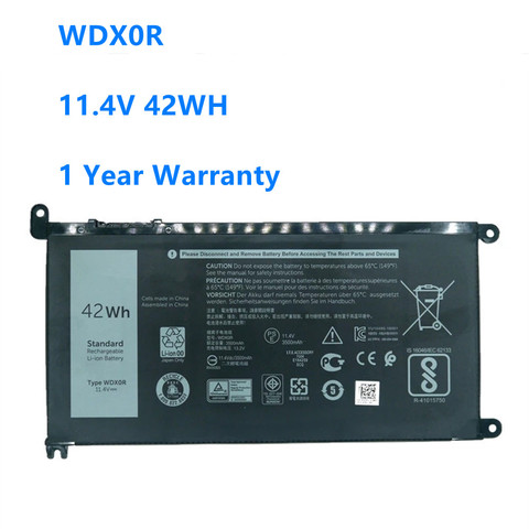 Batterie pour ordinateur portable WDX0R T2JX4 3CRH3 WDXOR, pour Dell Inspiron 13 5000 5368 5378 7368 14 7000 7560 7460 5567 15MF PRO-1508T FW8KR ► Photo 1/2