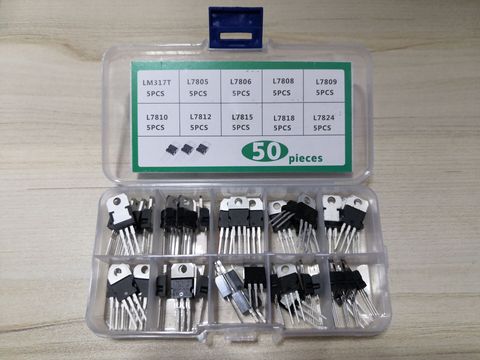 Kit de Transistor à 10 valeurs, 1 boîte, 50 pièces, L7805 L7806 L7808 L7809 7810 L7812 7815 7818 7824/CV LM317T, régulateur de tension à trois bornes ► Photo 1/3