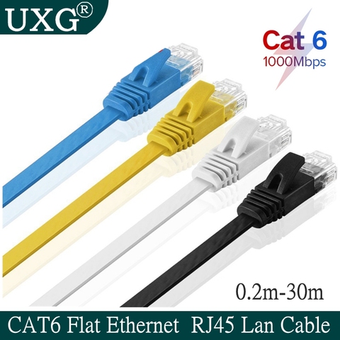 CAT6 câble Ethernet plat RJ45 Lan câble réseau Ethernet cordon de raccordement CAT 6 câble réseau pour ordinateur routeur ordinateur portable 1m 5m 30m ► Photo 1/6