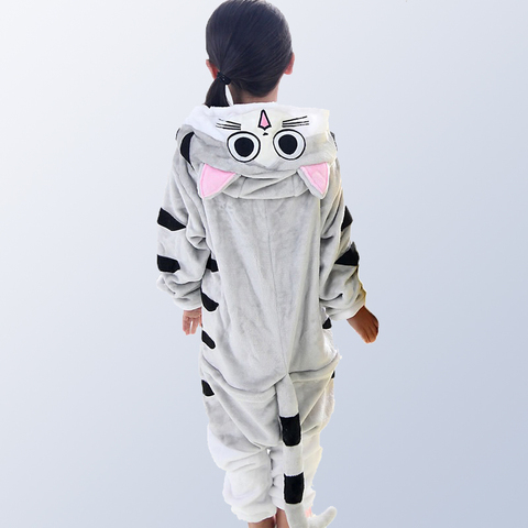Kigurumi – pyjama d'hiver pour enfants, flanelle, chat de dessin animé, pour garçons et filles, vêtements de nuit ► Photo 1/6